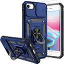for iPhone SE 2022/3rd/2020 8/7 Case,with Screen Protectors and Camera Cover,[Military Grade] 16ft.Drop Tested Cover with Magnetic Kickstand Protective Case for iPhone 8, Blue