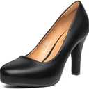 Trary High Heels, Black Heels White Heels Brown Heels Nude Heels Platform Heels, 3.2IN High Heel Closed Round Toe Pumps Dress Office Wedding Shoes for Women (9)