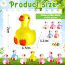 60 Pcs Mini Figurine Bulk Glow in The Dark Resin Miniature Silly Goose Table Desk Decoration Micro Tiny Animal Ornament for Shower Landscape Cake DIY Craft Accessories