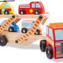 Melissa & Doug Emergency Vehicle Carrier Wooden Truck with 4 Rescue Vehicles
