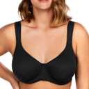 HSIA Bras for Women Minimizer Full Coverage, Plus Size T Shirt Unlined Underwire Smooth Bra, Seamless Cups Joan Ultimate Soft Black (Black)