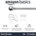 AmaSturdy Adjustable Curtain Rod for Windows with Round Finials, Easy Installation, 1-Inch Rod, 36" to 72", Nickel, 1-Pack