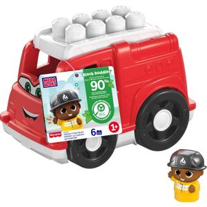 Mega Bloks First Builders Toddler Building Blocks Toy Set, Freddy Firetruck with 6 Pieces and Storage, 1 Figure, Red, Ages 1+ Years (Large)