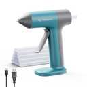 Tilswall Cordless Hot Glue Gun, Rapid 30s Preheat, Mini glue gun and sticks set with 2000mAh Type-C Rechargeable, Smart Power Off, 20 Premium Glue Sticks, Ideal for DIY Crafts, Gift Making Blue