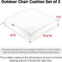 Favoyard Patio Chair Cushions 18.5 x 16 x 3 Inch Waterproof Outdoor Seat Cushions for Patio Furniture 3-Year Color Fastness Garden Sofa Couch Pads with Handle & Adjustable Straps Set of 2, Dark Grey