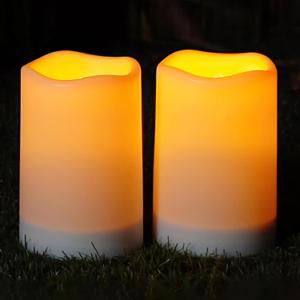 Homemory Solar Candles Outdoor Waterproof, Rechargeable Candles, Solar Powered Flameless Candles for Outdoor, Lanterns, Sensor Only, Dusk to Dawn, 3"x5", Set of 2