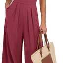 ANRABESS Women Jumpsuits Sleeveless V Neck Elegant Dressy Casual Backless One Piece Pants Romper 2026 Summer Outfits (Medium, Burgundy)