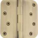 Nostalgic Warehouse Ball-Tip Residential Door Hinge with Radius Corner (4" x 4" - Radius, Antique Brass)
