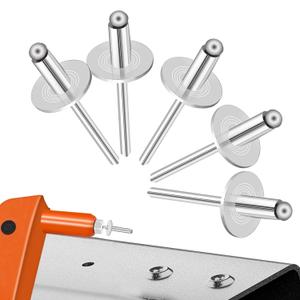 100pcs Aluminum Large Flange Blind Rivets,3/16 x 1/2inch, Flange Diameter 5/8inch (16 mm), Pop Rivets Assortment Kit Blind Rivet by Bolt Dropper, Grip Range(4.8-8mm)