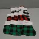 XIMISHOP 12PACK Christmas Mini Stockings, 7” Double Side Xmas Red Green White Buffalo Plaid Fireplace Hanging Snowflake Stocking with Plush Cuff for Christmas Tree Decor
