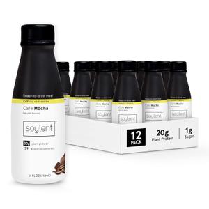 Soylent Complete Coffee Meal Replacement Shake, Cafe Mocha, Ready-to-Drink Plant Based Caffeinated Protein Drink, Contains 20g Vegan Protein and 1g Sugar, 14oz (12 Pack)