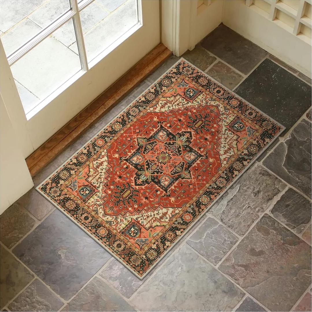 Collive Washable Indoor Door Mat, Non Slip Retro Entryway Rug 20" x 32" Doormat Quick Absorbent Entrance Rug Distressed Front Door Mat, Welcome Mats Floor Mat Doormats for Kitchen Home Patio (1'8" x 2'8" (Rectangular), Multi Color)