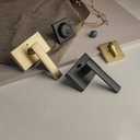 2 Pack Satin Brass Exterior Door Lock Set, Front Door Handle with Deadbolt, Heavy Duty Entry Door Handle set