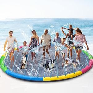 16 ft Giant Inflatable Splash Pad Extra Large 192" 2025 Update Non Slip Pad for Adults Large Dogs Pets Giant Thicken Sprinkler Pool Summer Outdoor Fun Backyard Fountain Play Mat (Bright Style)
