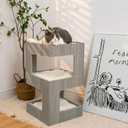 ACH Modern Cat Furniture Cat Tree Spacious Perch Multi-Level Cat Tower for Indoor Cats 27.5 Inch Luxury Cat Tree Stand House for Kittens with Removable Soft Blanket and Condo
