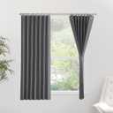 NICETOWN Living Room Curtains 63 Inch Length, Thermal Insulated Blackout Accordion Door for Bedroom, Grey Kitchen Short Curtains for Bathroom, Cafe, Basement 38 Inch Wide, 1 Panel