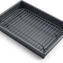 Chicago Metallic Petite Roast Pan Set with Rack, 10x7 inch Nonstick Toaster Oven Baking Pan, Perfect for Single Serving Meals and Small Batch Cooking