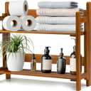 VaeFae Teak Wood Floating Shelves Bathroom, Foldable Wooden Rack Wall Mount, 2 Shelves