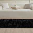 Black Rabbit Plush Area Rug for Bedroom Living Room Sofa,2'X6' Faux Fur Fluffy Shaggy Rectangular Square Rug for Kids Teen Girls Room,Furry Carpet Rug for Nursery Baby Room Decor for Teenage