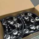 Boao 20 Pcs Double Row Tambourine Half Moon Double Row Metal Jingles Hand Held Instruments Percussion with Handle Grip for Adults, KTV, Party(Black)