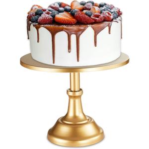 Darnell Nehemiah 12 inch Gold Cake Stand: Metal Cake Holder Stand - white cupcake stand For Wedding Reception Birthday (12inch Gold)