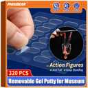 PHIXBEAR 320 Pcs Removable Gel Glue Putty for Museum Action Figures, Clear Earthquake Putty Adhesive Dots, Sticky Tack for Wall Hanging, 0.31x 0.51 Wax Mounting Tape