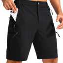 Pudolla Men's Hiking Cargo Shorts 9" Lightweight Outdoor Work Shorts for Men Travel Golf Camping Casual with 5 Zipper Pockets (Large, Black)