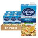 COLLEGE INN Unsalted Chicken Stock, 12 Pack, 32 oz Carton, Best By 04/01/2026
