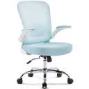 Morkprism Office Chair,Ergonomic Mesh Desk Chair with Adjustable Lumbar Support,Computer Chair with Flip-up Armrests, Rolling Executive Chairs, Home Office Chair, Blue, Sponge Seat