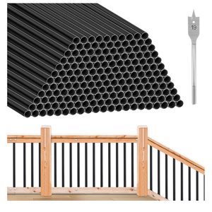 180 Pack 26" Aluminum Deck Balusters 3/4" Black Metal Railing, Hollow Round Outdoor Porch Spindles Indoor Stair Railing for Wood and Composite Deck