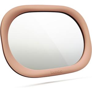 Renzo Baby Car Mirror - Rear Facing Car Seat Mirror for Infants - Extra Large, Shatter-Resistant, 360 Adjustable, Tool-Free Installation - Fits Most Cars, SUVs & Trucks (Blush Pink)