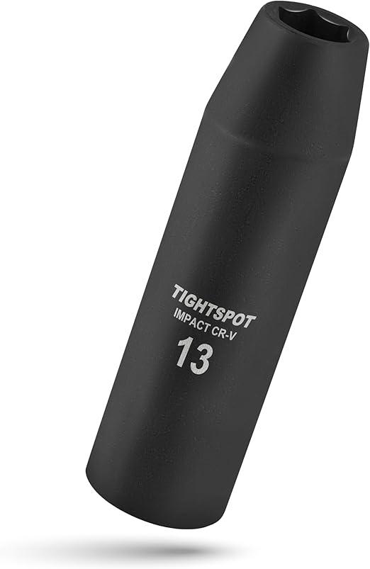 TIGHTSPOT 1/2 Inch Drive 13/16 Inch Deep Impact Socket with Anti-Rounding 6 Point Design, Heat-Treated CRV Steel
