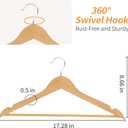 Wood Suit Clothes Hangers for Closet Organizer, Natural, 28-Pack