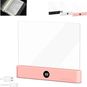 LED Reading Light, Rechargeable Clear Flat Book Light with 3 Colors & Timer, Dimmable Book Lights for Reading at Night, Doodleable Panel Plate Lamp Full Page Lights, for Book Lovers (Pink)