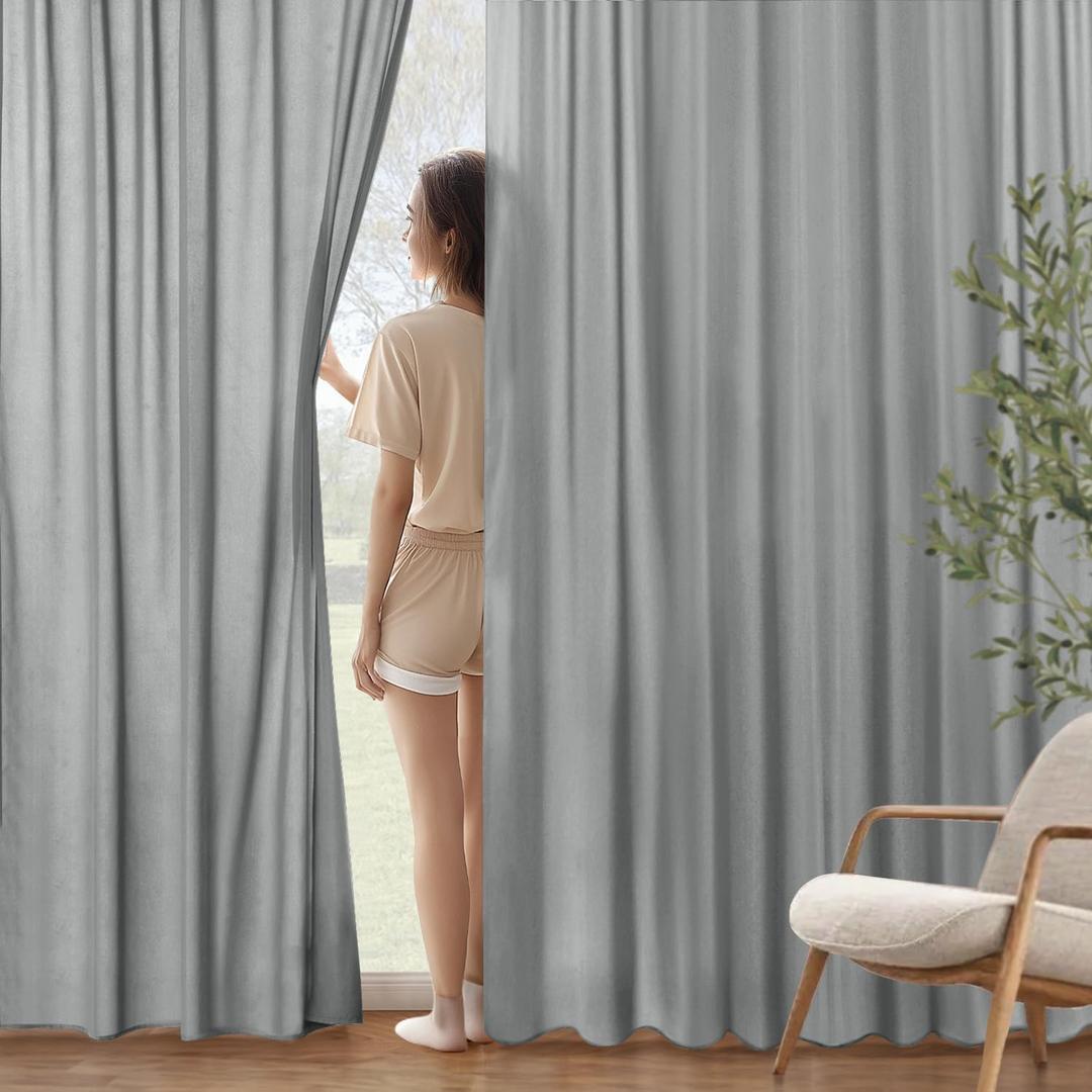 MIULEE Gray Privacy Sheer Curtains That Let Light in 84 Inches Long Non-See-Through Semi Sheer Curtain Light Filtering Window Curtains Drapes for Living Room Bedroom 2 Panels Set 52 X 84