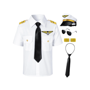 Yoroka Kids Pilot Costume Airline Captain Pilot Uniform with Accessories, Size 9-10 Years Old