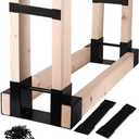 MOFEEZ Outdoor Firewood Log Storage Rack Bracket Kit,Fireplace Wood Storage Holder-Adjustable to Any Length (Black)