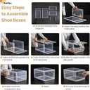 Amllas 12 Pack Clear Shoe Boxes Stackable,Shoe Storage Boxes for Closet,Sturdy Shoe Box Storage Containers with Clear Door,Sneaker Storage,Easy to Assemble,Fit up to US Size 12(13.8x 9.84x 7.1)