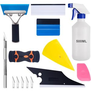 Luxiv Car Window Tint Application Tools Kit, 9 Pcs Vehicle Glass Protective Film Installing Tool, Squeegee Automotive Film Scrapers (Yellow,orange,blue,white,pink,black)