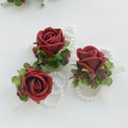 2 x MAFELOE Boutonniere Corsage Set, Artificial Flowers Accessories for Wedding Prom Party Homecoming Celebration Suit Decorations-2 Pieces Burgundy+Green