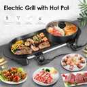 SEAAN Hot Pot with Grill, Korean BBQ Grill Indoor Hotpot Pot Electric Combo, Shabu Shabu Pot with Divider KBBQ Grill Smokeless Non-stick Separate Dual Temperature Control, for 2-12 People, 110V