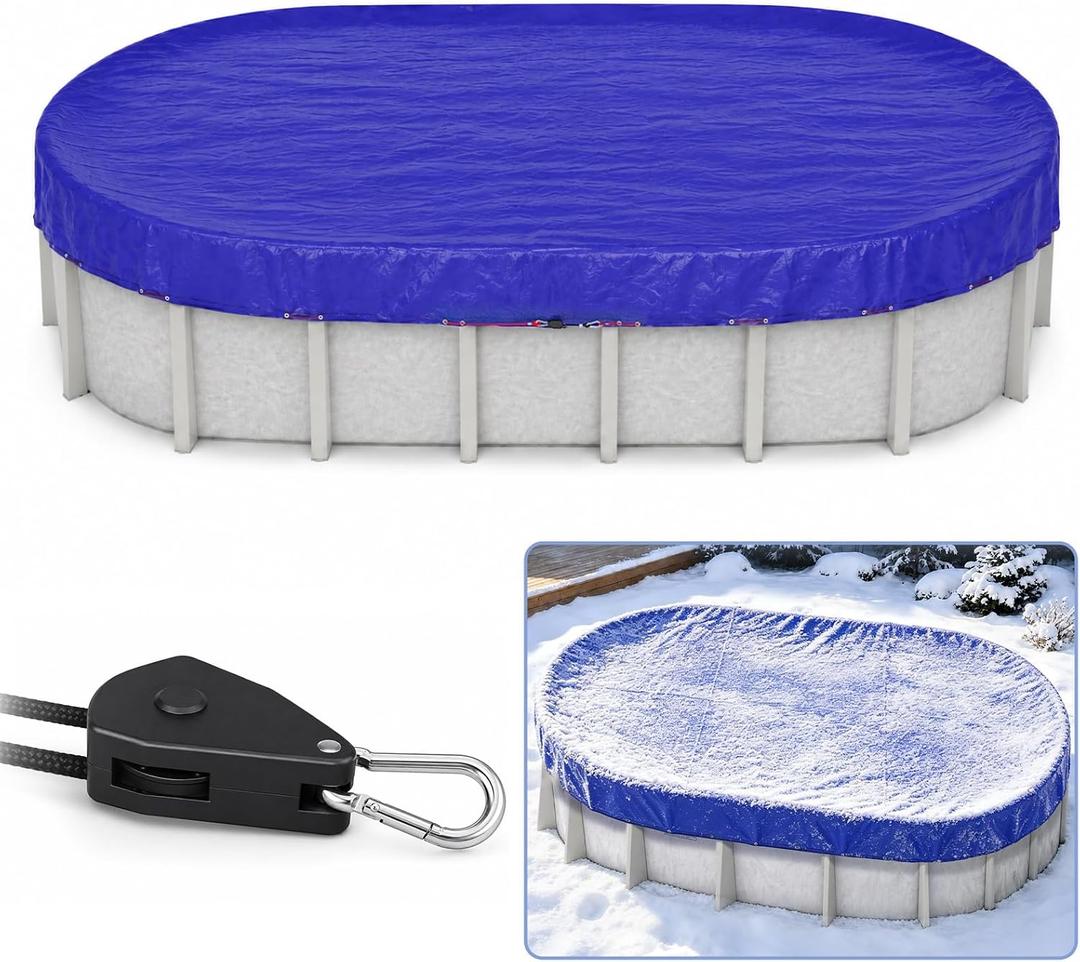 EchoVale Winter Pool Cover 15x30 ft Oval Above Ground, 3 Overlap Heavy Duty
