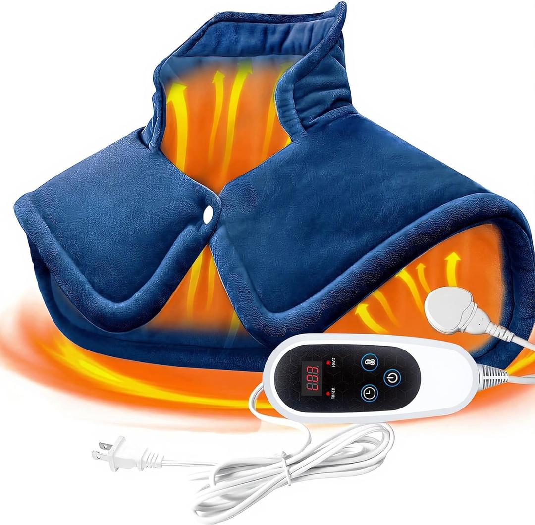 Heating Pad for Neck and Shoulder - Large Electric Heated Neck Shoulder, Fast-Heating Super Soft Fabric Heating Pad for Cramps, Back Pain Relief, Fathers Mothers Day Gifts for Women, Men, Auto-Off