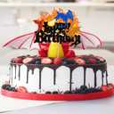 Dragon Cake Topper for Boys Girls Baby Shower Fire-breathing Dragon Knight Castle Party Supplies Glitter Dragon Happy Birthday Cake Decorations