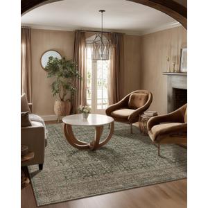 Machine Washable Rugs for Living Room: 5x7 Area Rugs Boho Vintage Rugs Stain Resistant Non Slip Low Pile Soft Lightweight Carpet for Bedroom Kitchen Dining Room Nursery Kids Room Farmhouse (Dark Green Brown)