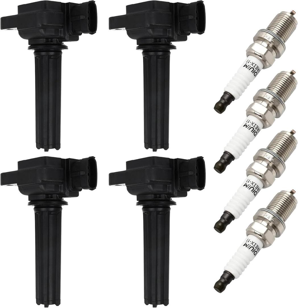 ECCPP UF526 4 ignition coils with 4 iridium Spark Plugs 5344 coils packs,for Saab 9-3X 2.0L 2010-2011,for Saab 9-3 2.0L 2003 2004 2005 2006 2007 2008 2009 2010 2011,UF526 C1430 H6T60271