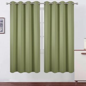 LEMOMO Blackout Curtains 66 x 72 Inch Long Sage Green Curtains Set of 2 Panels Room Darkening Curtains for Bedroom and Living Room