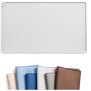WePet Non-Slip Waterproof Pet Feeding Mat, 20x12 Inch - Silicone Dog & Cat Food Mat with Raised Edge to Stop Food Spills and Water Spills - Dishwasher Safe, Easy Clean (#07 Silver Grey Solid)