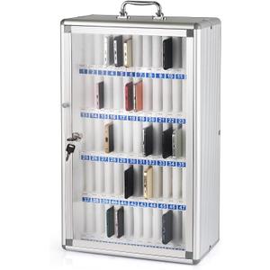60 Slots Aluminum Alloy Cell Phone Locker, Phone Holder for Classroom, 60 Slots Transparent