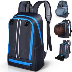 Gym Backpack with Shoe & Computer Compartment, with Drawstring Single Mesh Ball Bag for Carrying Basketball Volleyball Soccer Football Lightweight Workout Backpack for Swim Gym Travel and College
